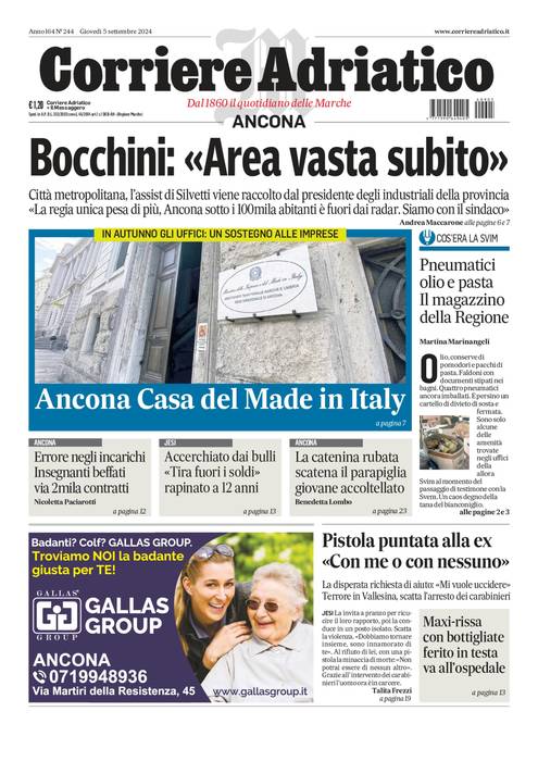 Prima-pagina-corriere adriatico-edizione-di-oggi-Array